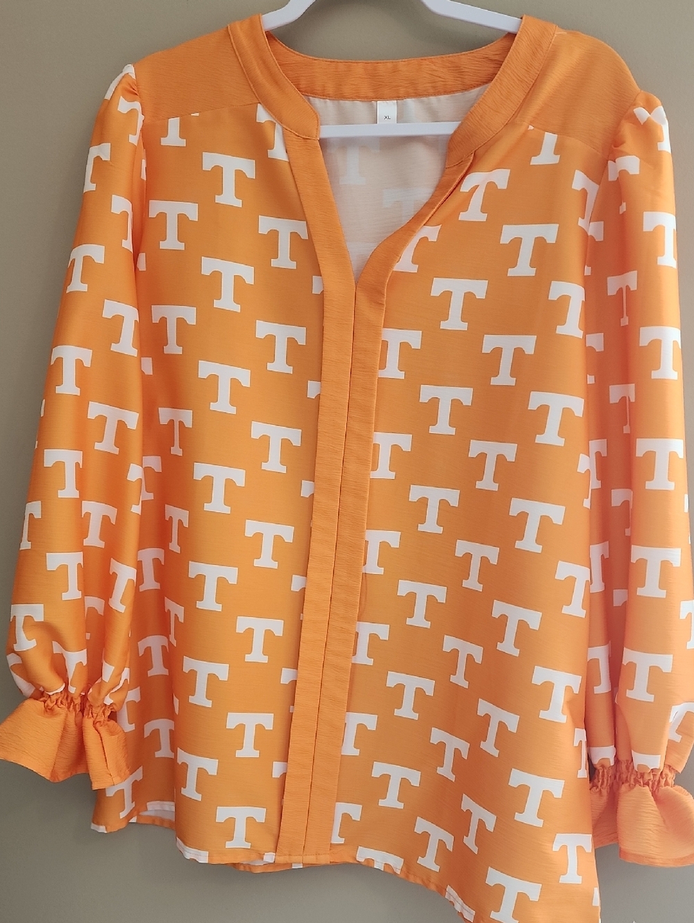 Tennessee Orange & White Patterned Buttonless Blouse